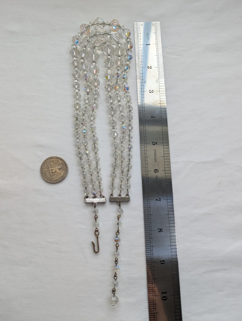Laguna VTG AB Crystal Multi Strand Layered Statement Necklace Aurora Borealis